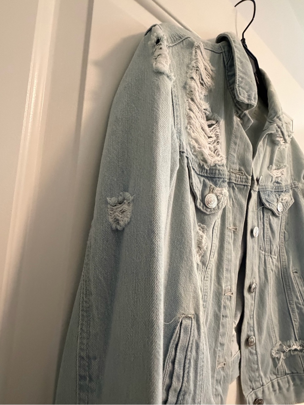 Forever 21 Light Blue Distressed Denim Jacket